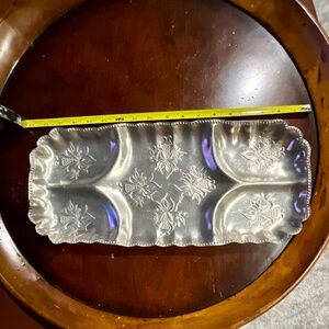 5 Section Detailed Aluminum Holiday Serving Platter with Scalloped Edge